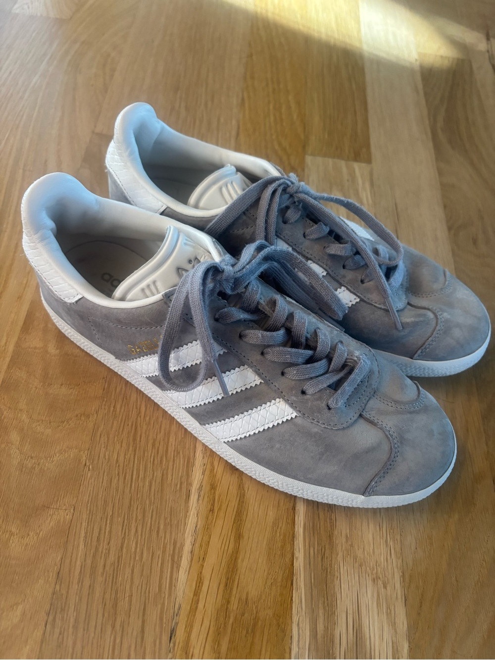 adidas Gray Suede Low-Top Sneakers with White Stripes